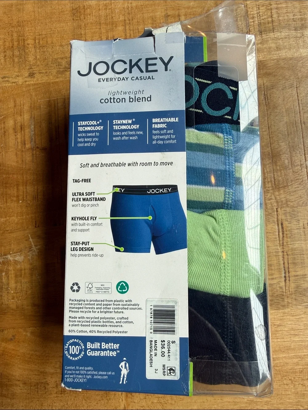 Jockey Men's Boxer Briefs 4-Pack - Black, Green, Blue Stripes